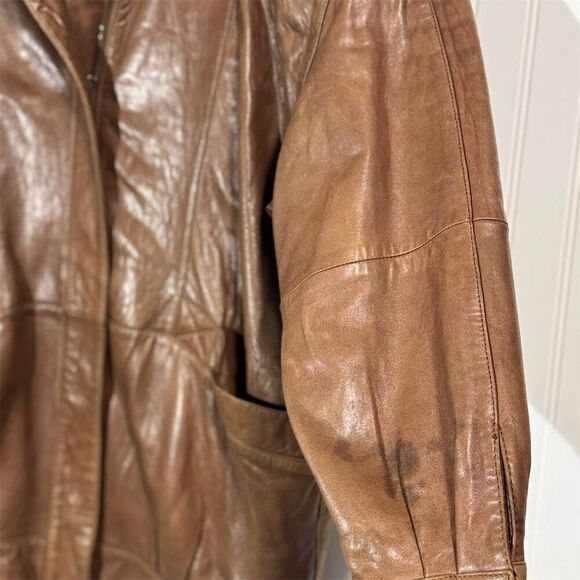 Vintage Wendi Q by Saxony Leather Jacket Brown Oversized 80s 90s Korea Women’s M - Picture 4 of 13